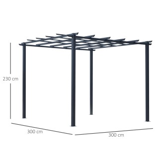 Δομή Outsunny Garden Pergola σε μαύρο μέταλλο 300 x 300 x 230 cm 84...