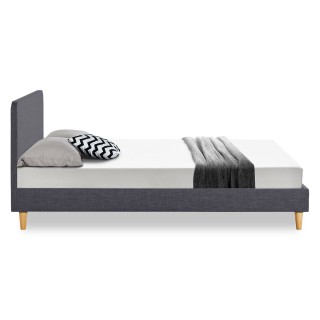 Διπλό Κρεβάτι Evy με Ξύλινα Πόδια - 160x200 cm Γκρι 30130589 Idomya