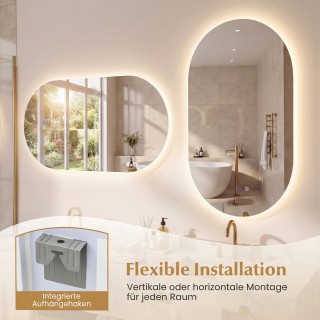 Costway Φωτιζόμενος Καθρέφτης με Δυνατότητα Ρύθμισης Τριών Χρωματικ... Costway Φωτιζόμενος Καθρέφτης με Δυνατότητα Ρύθμισης Τριών Χρωματικ...