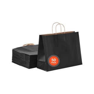 VEVOR Μαύρες Χάρτινες Τσάντες με Χερούλια 50 Τεμάχια ZZGWDHTS1661IU...