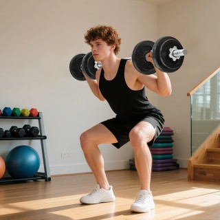 SPORTNOW Σετ Βαρών και Μπάρας 20kg με Αντιολισθητικές Λαβές, 8 Δίσκ...