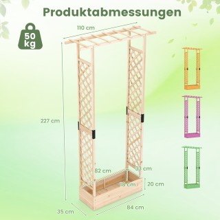 Costway Ζαρντινιέρα με πλέγμα αναρρίχησης, κρεμαστή οροφή και παραβ...