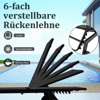 Costway Ξαπλώστρα Κήπου με Ρόδες & Πλαϊνό Τραπεζάκι, Ρυθμιζόμενη Πλ...