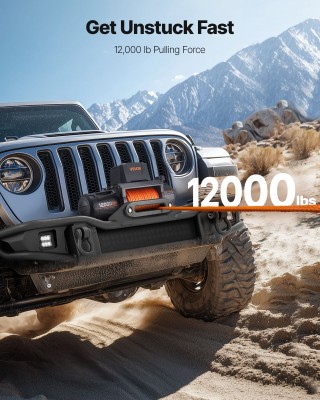 VEVOR Ηλεκτρικός Βίντσι 12V 5400 kg με Ροπή 6.6 HP και Συνθετικό Σχ...