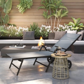 Outsunny Πτυσσόμενη και ανακλινόμενη ξαπλώστρα σε 5 θέσεις με ροδάκ... Outsunny Πτυσσόμενη και ανακλινόμενη ξαπλώστρα σε 5 θέσεις με ροδάκ...