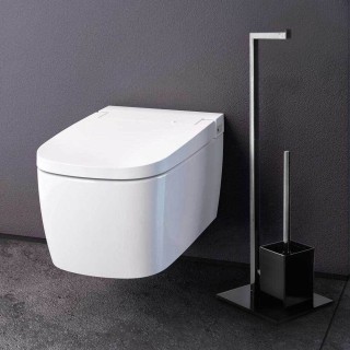 BAKAJI Βάση για χαρτί υγείας με θήκη για βούρτσα σε μέταλλο με βάσ... BAKAJI Βάση για χαρτί υγείας με θήκη για βούρτσα σε μέταλλο με βάσ...