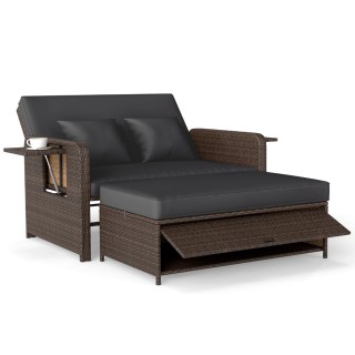 Costway Σετ Επίπλων Κήπου Lounge 3 σε 1 από Rattan με Σκαμπό και Κα...