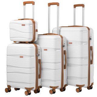 PROVITERA Σετ 4 Βαλίτσες Σκληρού Κελύφους από Πολυπροπυλένιο σε Λευ...