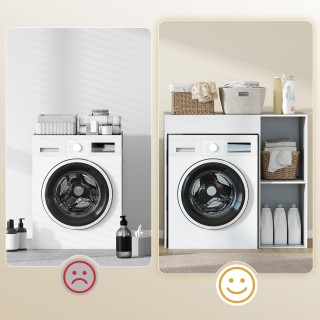 HOMCOM Αυτοστήριχτη Σύνθεση Λευκού Χρώματος για Πλυντήριο με 2 Ανοι...
