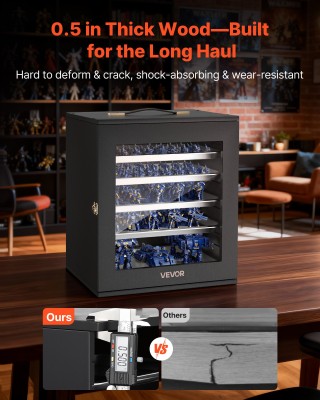 VEVOR Θήκη Αποθήκευσης Μινιατούρων Ξύλινη, 5 Δίσκοι & 11 Θέσεις, Δι...