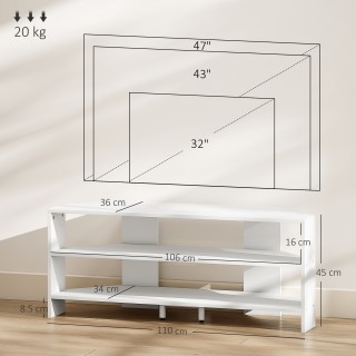 HOMCOM Γωνιακή Βάση Τηλεόρασης 110x36x45 cm με 2 Ανοιχτά Ράφια, Λευ... HOMCOM Γωνιακή Βάση Τηλεόρασης 110x36x45 cm με 2 Ανοιχτά Ράφια, Λευ...