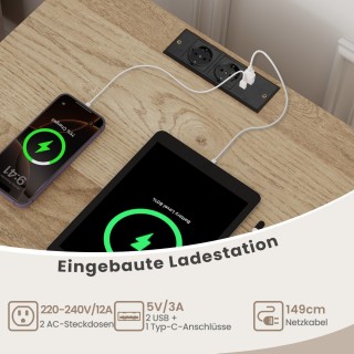 Costway Βάση Πικάπ με Σταθμό Φόρτισης & Ράφι & 4 Διαχωριστικά για Δ...