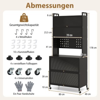 Costway 6-επίπεδος Κουζινόθηκη με Ανοιχτό Ράφι, Διαφανείς Πόρτες & ... Costway 6-επίπεδος Κουζινόθηκη με Ανοιχτό Ράφι, Διαφανείς Πόρτες & ...