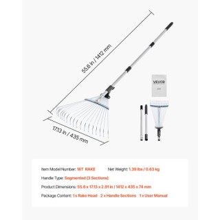 VEVOR Ρυθμιζόμενη Τσουγκράνα Κήπου από Ανοξείδωτο Ατσάλι YPDPJS814I...