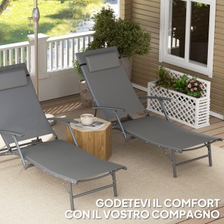 Outsunny Σετ 2 Πτυσσόμενες Καρέκλες Κήπου με Ρυθμιζόμενη Πλάτη σε 4...