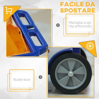 HOMCOM Καρότσι Καθαρισμού με 3 Ράφια με Γάντζους και Σάκο 100L 121x...