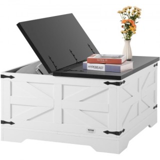 VEVOR  Τραπέζι Καφέ Αγροικίας 31,5 με Αποθηκευτικό Χώρο Γκρι & Λευκ...