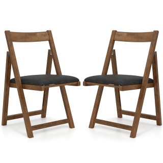 Costway Σετ 2 Πτυσσόμενων Καρεκλών Τραπεζαρίας με Καμπύλη Πλάτη, Αν...