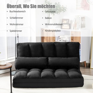 Costway Πτυσσόμενος Καναπές Εδάφους με 2 Μαξιλάρια και Ρυθμιζόμενη ...