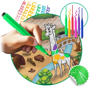 Χαλάκι Δραστηριοτήτων 200 x 120 x 0,3-0,5 cm με Μαρκαδόρους Ζωολογι...