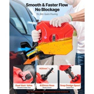 VEVOR Κόκκινο Δοχείο Καυσίμου 5L με Στόμιο και Κλείδωμα, Μέγ. Ροή 1...