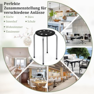 Costway Σετ 6 Μεταλλικών Σκαμπώ, Στρογγυλή Έδρα, 30x44.5 εκ, Μαύρο ...