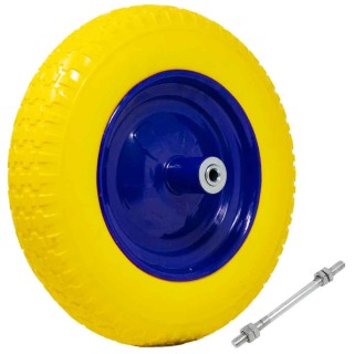 BAKAJI Κίτρινος Συμπαγής Αντιδιατρητικός Τροχός PU για Καρότσι 35cm... BAKAJI Κίτρινος Συμπαγής Αντιδιατρητικός Τροχός PU για Καρότσι 35cm...