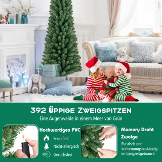 Costway Λεπτό Χριστουγεννιάτικο Δέντρο 150/180 εκ. με 295/392 Κλαδι...