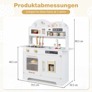 Costway Παιδική Κουζίνα με Αποθηκευτικό Χώρο & 17 Αξεσουάρ Ξύλινη Π...