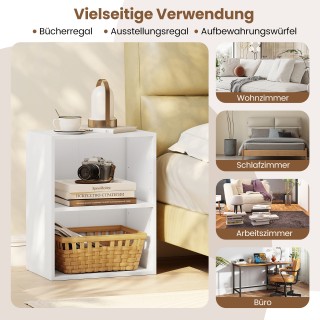 Costway Λευκή ξύλινη ανοιχτή βιβλιοθήκη 2 επιπέδων 42 x 29,5 x 53,5...