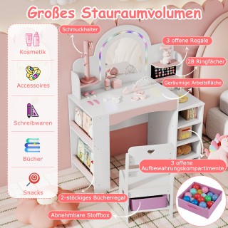 Costway Παιδικό Τραπεζάκι Μακιγιάζ 104 x 39 x 86 cm με Φωτισμό και ...