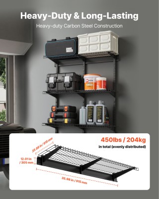 VEVOR Βαριάς Χρήσης Επιτοίχια Ράφια Γκαράζ, Μεταλλική Μονάδα Ραφιών...