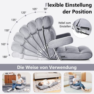 Costway Πτυσσόμενη Καρέκλα Δαπέδου με Ρυθμιζόμενη Πλάτη και Μαξιλάρ... Costway Πτυσσόμενη Καρέκλα Δαπέδου με Ρυθμιζόμενη Πλάτη και Μαξιλάρ...