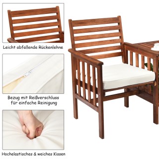 Costway  Σετ Κήπου από Ξύλο Ακακίας με Άνετες Καρέκλες και Τραπέζι ...