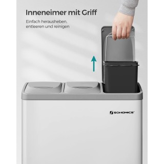 Τριπλός Κάδος Ανακύκλωσης με Πεντάλ 24lt 47 x 28.3 x 39.5cm Λευκό /...