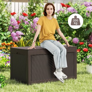 Costway Καφέ Αδιάβροχο Κουτί Αποθήκευσης με Ρόδες 380L NP12401BN