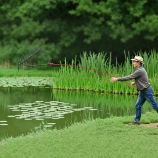 VEVOR Διπλής Όψης Τσουγκράνα Υδρόβιων Ζιζανίων με Σχοινί 30ft SCPSS...