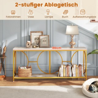 Costway Κομψό Τραπέζι Εισόδου με Χρυσό Μεταλλικό Πλαίσιο και Επιφάν...