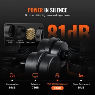 Φορητός Αεροσυμπιεστής VEVOR 2L 8bar χωρίς Λάδι WYWSKYJ8L750PU481V2 Φορητός Αεροσυμπιεστής VEVOR 2L 8bar χωρίς Λάδι WYWSKYJ8L750PU481V2