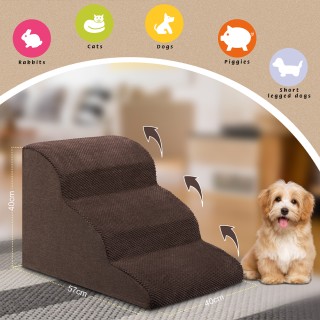 BAKAJI  Καφέ Σκάλα για Κατοικίδια 3 Σκαλοπάτια για Γάτες και Σκύλου...