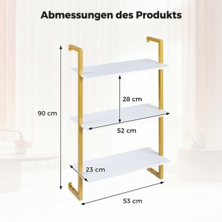 Costway Λευκό κρεμαστό επιτοίχιο ράφι 3 επιπέδων με μεταλλικό σκελε...