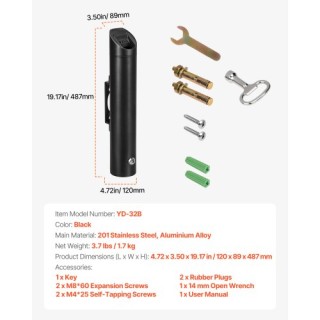 VEVOR Ανοξείδωτος Επιτοίχιος Κάδος Αποτσίγαρων Μαύρος SYYHTGSKYZTB0...