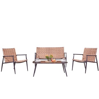Shally Dogan  Σετ Κήπου 4 Θέσεων με 2 Καρέκλες και Καναπέ με Πλεκτό...