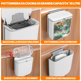 BAKAJI Κρεμαστός Κάδος Απορριμμάτων 10Lt Κουζίνας με Καπάκι Διπλής ...