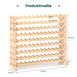 Costway Ορθογώνιο Ξύλινο Ράφι Κρασιού από Φυσικό Πεύκο για 108 Φιάλ...