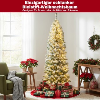 Costway Τεχνητό Χριστουγεννιάτικο Δέντρο 180 εκ. με 260 Θερμά Λευκά...