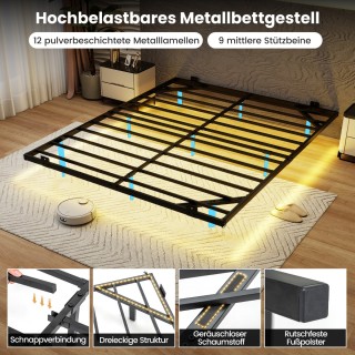 Costway Μεταλλικό Πλαίσιο Κρεβατιού Queen Size με LED Φώτα 160 x 20... Costway Μεταλλικό Πλαίσιο Κρεβατιού Queen Size με LED Φώτα 160 x 20...