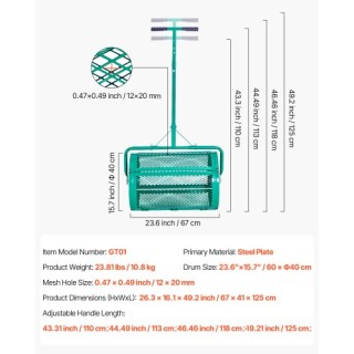 VEVOR Διανομέας Κομποστοποίησης 24 Ρυθμιζόμενος, Βαρύς Χαλυβδινός Δ...