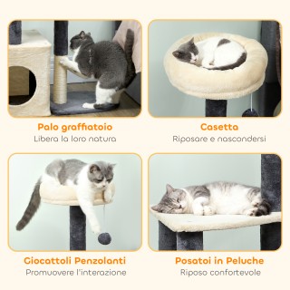 PawHut Ψηλό Δέντρο Αναρρίχησης για Γάτες 92 εκ με Σπιτάκι, Κρεβάτι,...