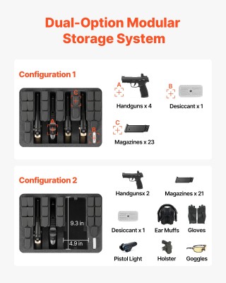 VEVOR Ανθεκτική Θήκη Πιστολιού με Αφρώδη Επένδυση XPE, Αδιάβροχη κα...